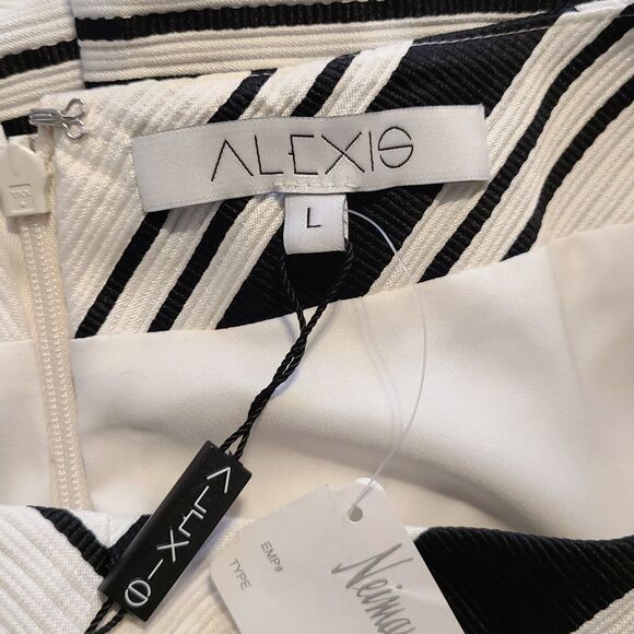 Alexis NWT $517 Emmerson Black & White Stripe Bell Flare Skirt, Size M/L (8-10) - Picture 8 of 9